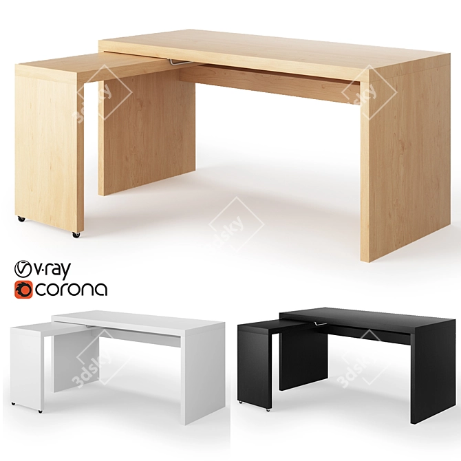 Versatile Ikea Malm Desk: Practical & Stylish 3D model image 1