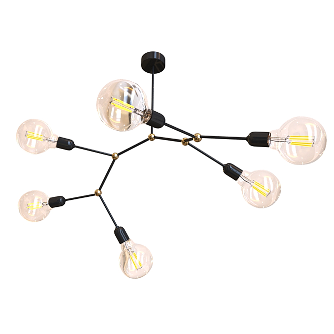 Magic Glow Chandelier - Black Metallic, 6 Bulb Fantasy Light 3D model image 1