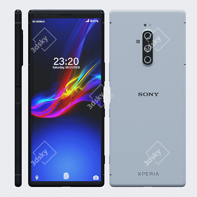 Sony Xperia 1 2019 - Black & White: Polished Elegance 3D model image 1