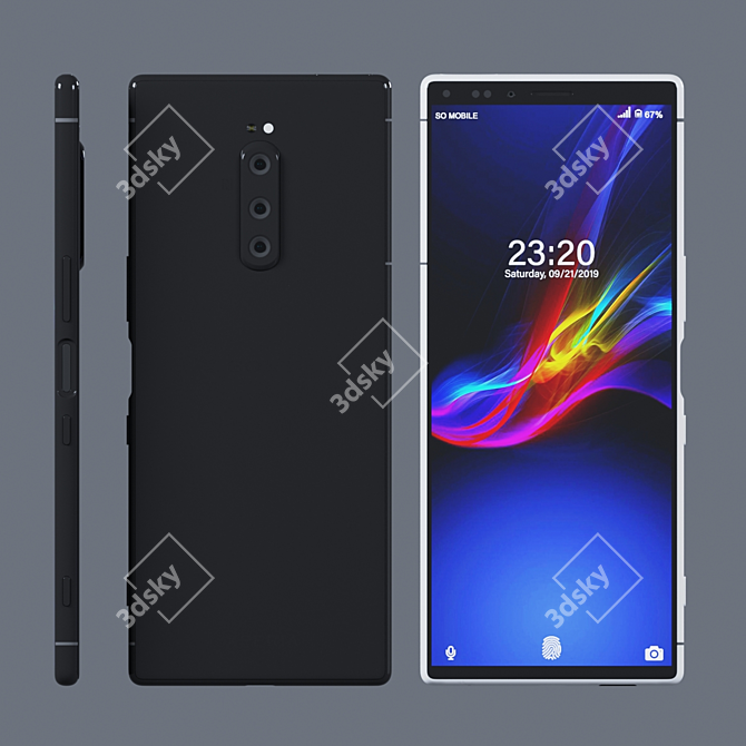 Sony Xperia 1 2019 - Black & White: Polished Elegance 3D model image 2