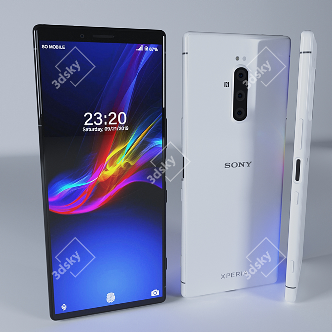 Sony Xperia 1 2019 - Black & White: Polished Elegance 3D model image 4