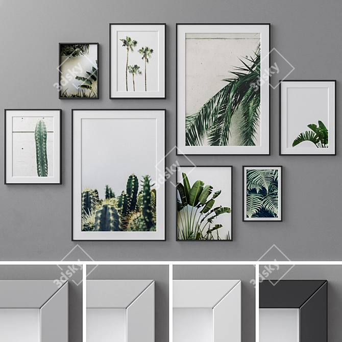 Modern Photo Frames Set 3D model image 1