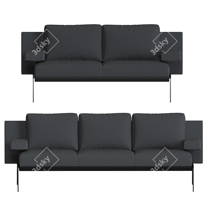 Modern Double Sofa in Light Gray 3D model image 3