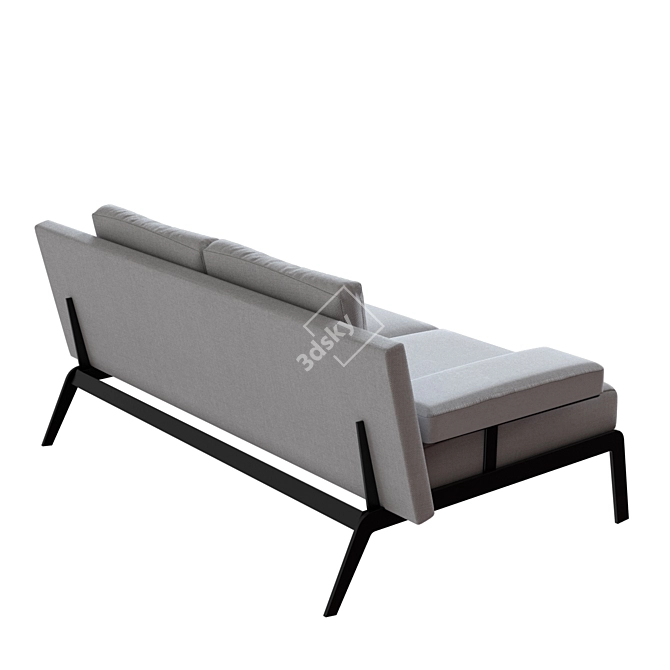 Modern Double Sofa in Light Gray 3D model image 6