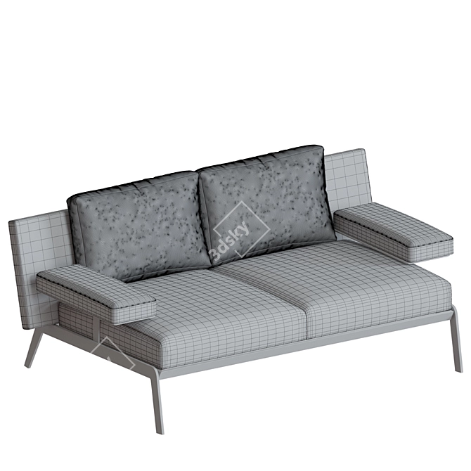 Modern Double Sofa in Light Gray 3D model image 7