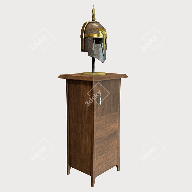 Antique Decorative Helmet with Table 3D model image 2