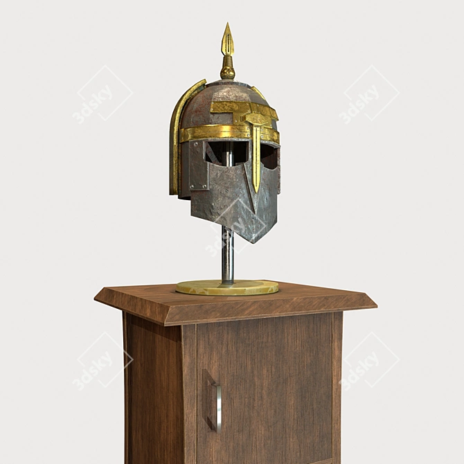 Antique Decorative Helmet with Table 3D model image 3