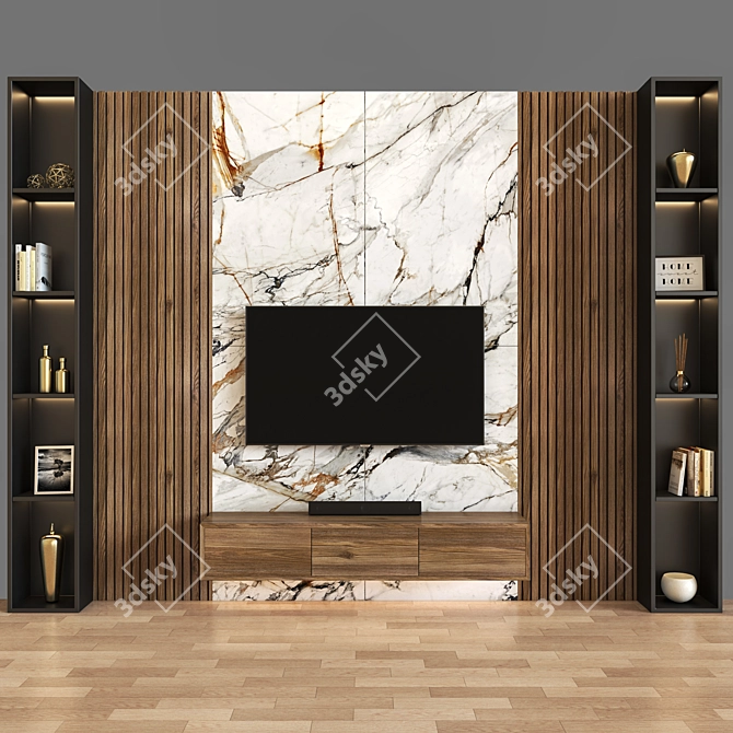 Sleek Modern TV Wall: 300cm Height, 400cm Length 3D model image 1