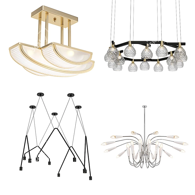 Modern Chandeliers Collection 3D model image 1