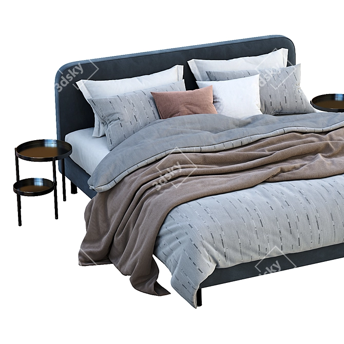 Besley Super Kingsize Bed - Aegean Blue 3D model image 2