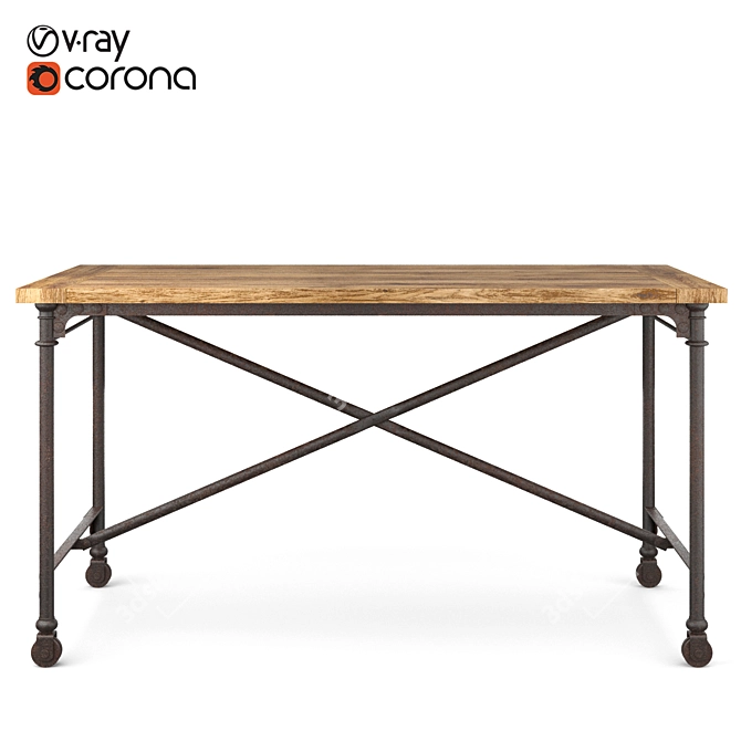 Industrial-Inspired Flatiron Desk 3D model image 1