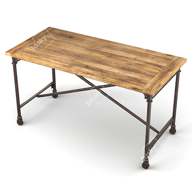 Industrial-Inspired Flatiron Desk 3D model image 3