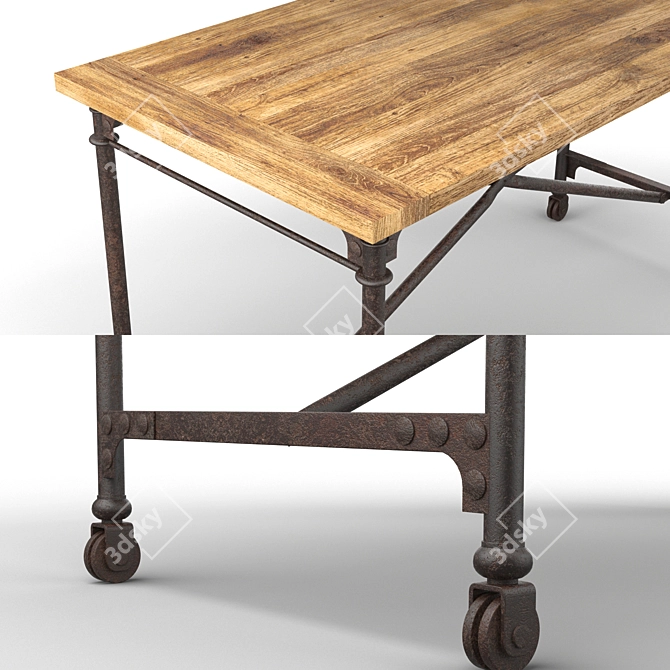 Industrial-Inspired Flatiron Desk 3D model image 4