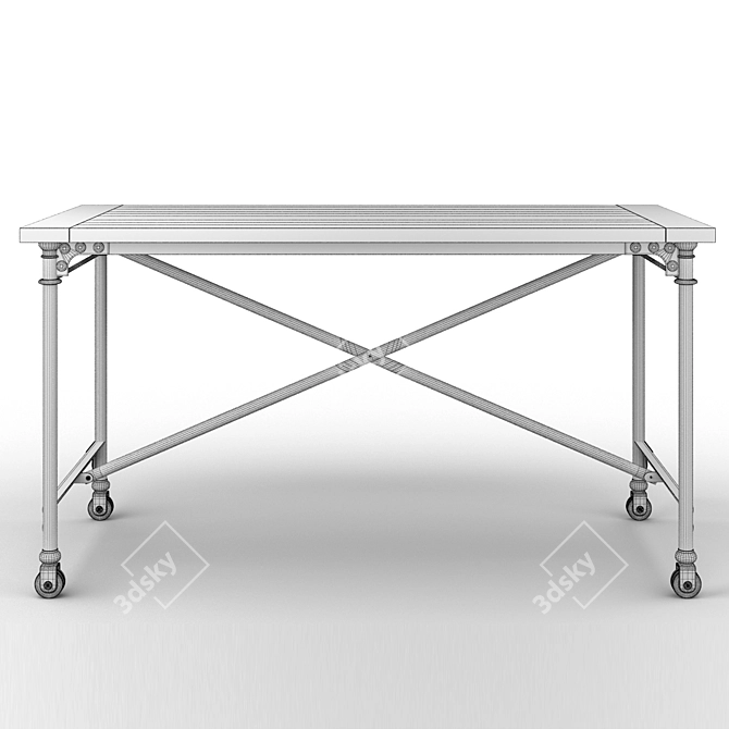 Industrial-Inspired Flatiron Desk 3D model image 5