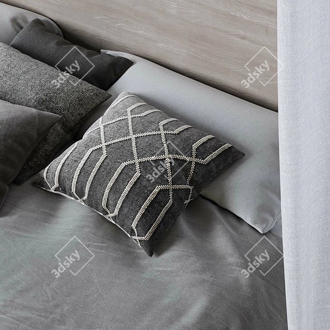 Reclaimed Russian Oak Canopy Bed 3D model image 3