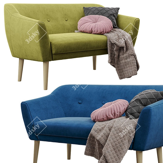 Modern Wooden Leg Sofa 3D model image 3