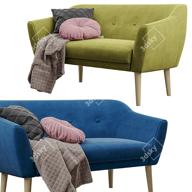 Modern Wooden Leg Sofa 3D model image 8