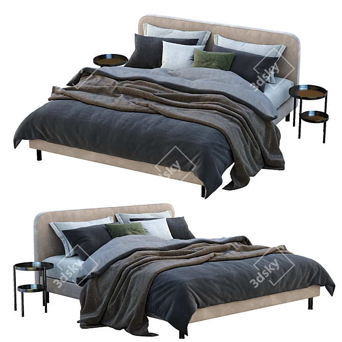Modern Besley Super Kingsize Bed 3D model image 2