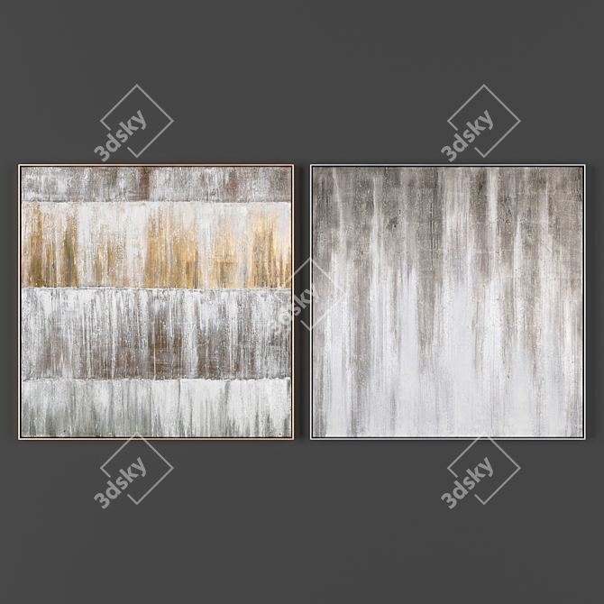 Contemporary Framed Art Set: 2 Frames, 900x900mm, 2000x2000 pixel Textures 3D model image 1