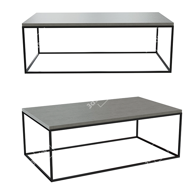 Niles Cement Coffee Table - Sleek and Durable 3D model image 3