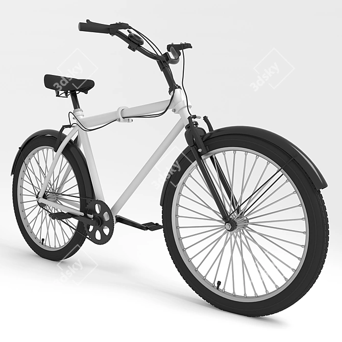 Modern Bicycle with Brake System & Bell 3D model image 1