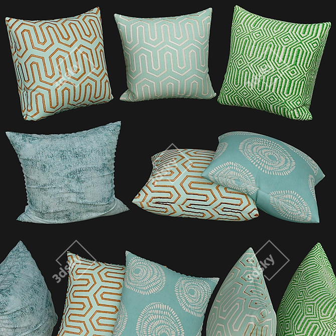 Elegant Sofa Pillows 3D model image 1