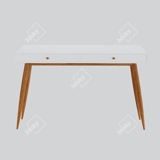 Modern Office Table with 2 Drawers (124x53x76cm) 3D model image 6