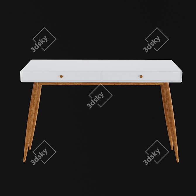 Modern Office Table with 2 Drawers (124x53x76cm) 3D model image 3