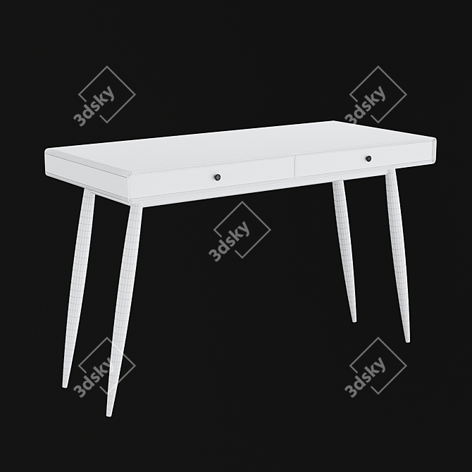 Modern Office Table with 2 Drawers (124x53x76cm) 3D model image 4