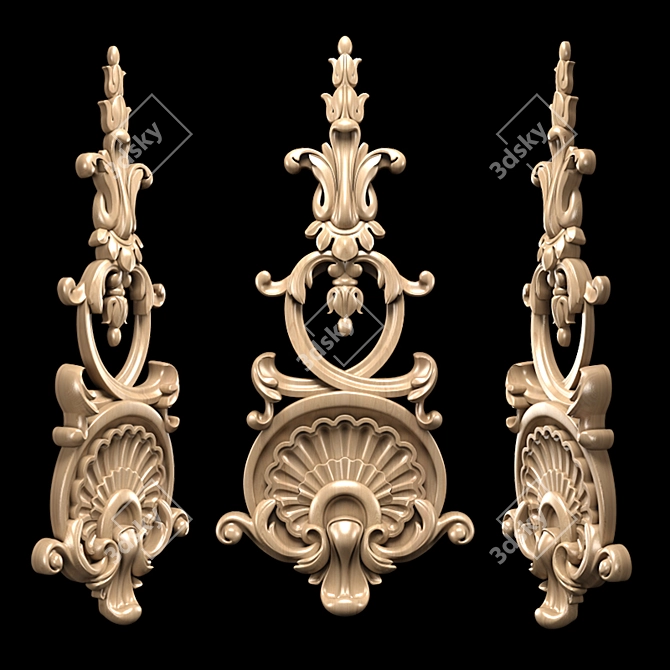 Elegant Carved Trim - Classic Style 3D model image 1