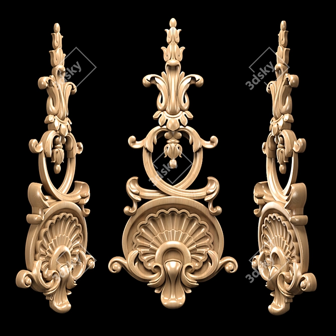 Elegant Carved Trim - Classic Style 3D model image 2