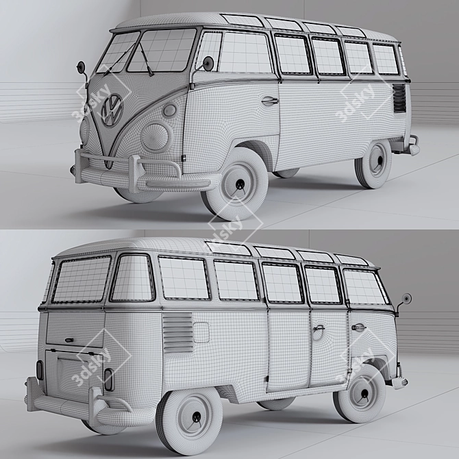 Classic Volkswagen Transporter: Timeless German Commercial Vehicle 3D model image 3