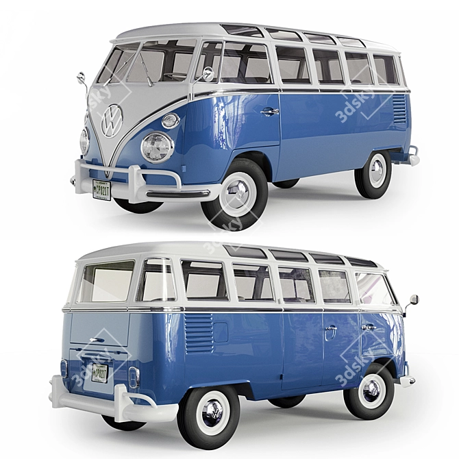 Classic Volkswagen Transporter: Timeless German Commercial Vehicle 3D model image 5