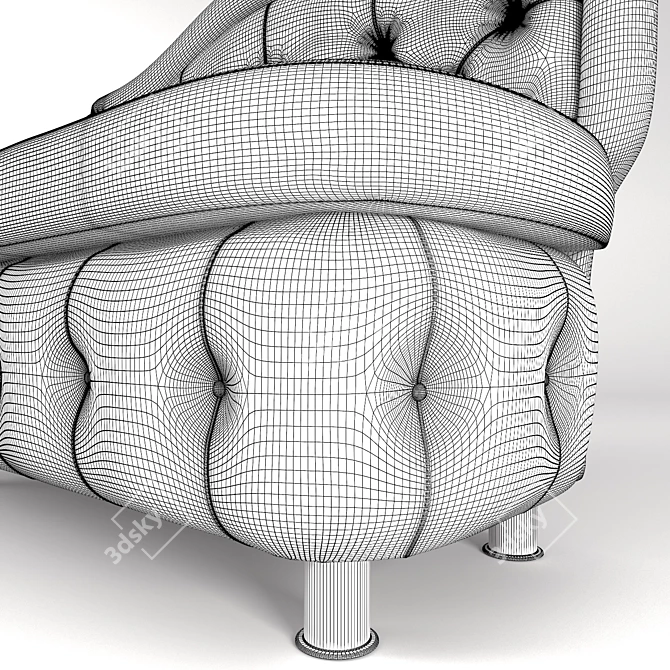 Quilted Comfort Small Sofa 3D model image 4