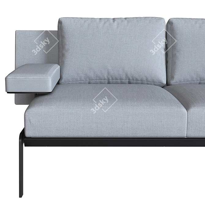 Elegant Light Gray Triple Sofa 3D model image 2