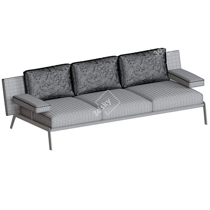 Elegant Light Gray Triple Sofa 3D model image 3