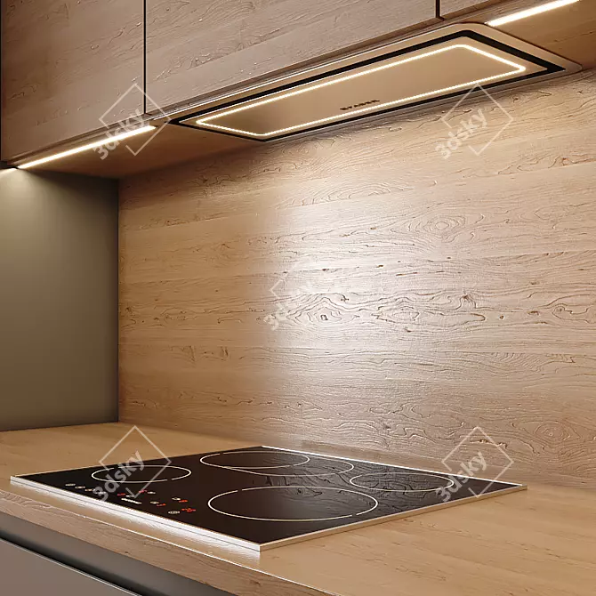 Sleek Modern Kitchen Design 3D model image 2