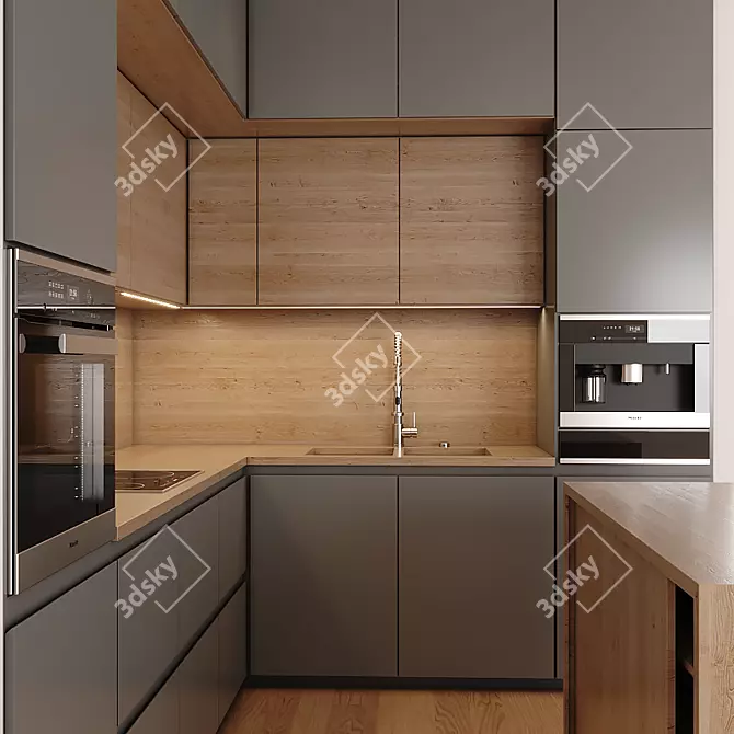 Sleek Modern Kitchen Design 3D model image 3