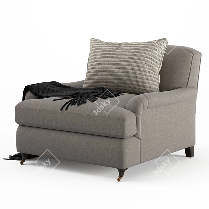 Belgian Roll Arm Chair: Classic Elegance for Your Home 3D model image 3