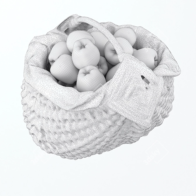 Delicious Red Apple Basket 3D model image 1