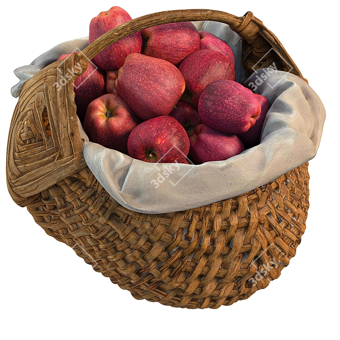 Delicious Red Apple Basket 3D model image 2