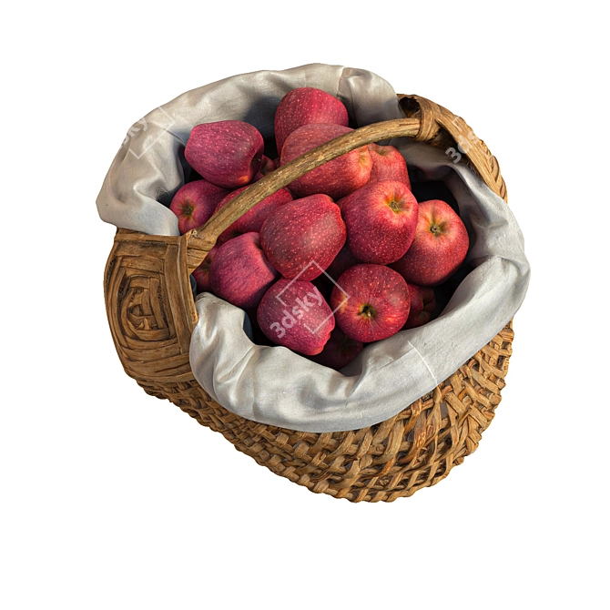 Delicious Red Apple Basket 3D model image 3