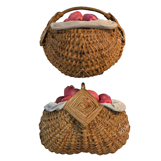 Delicious Red Apple Basket 3D model image 4