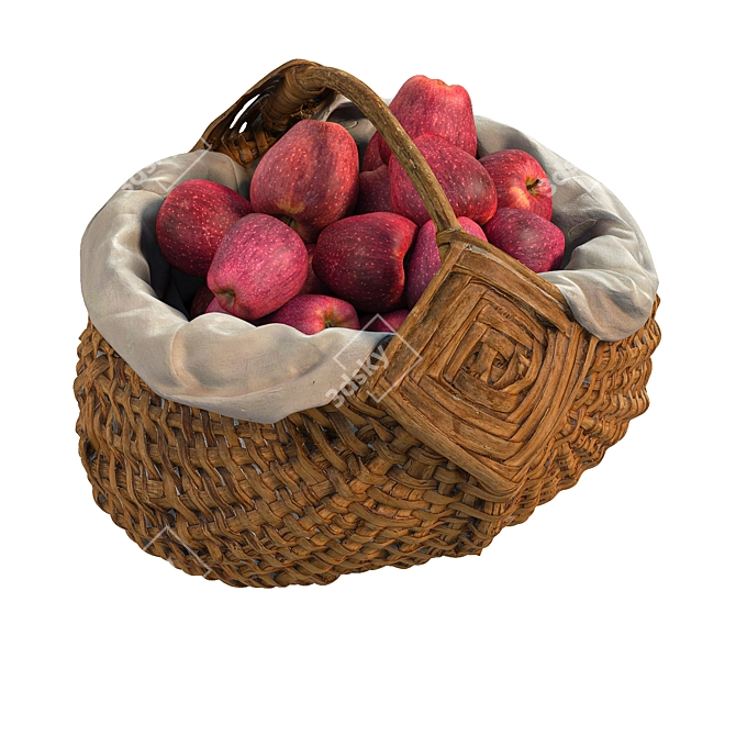 Delicious Red Apple Basket 3D model image 6