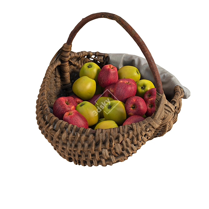 Photogrammetry Basket with Apples 3D model image 1