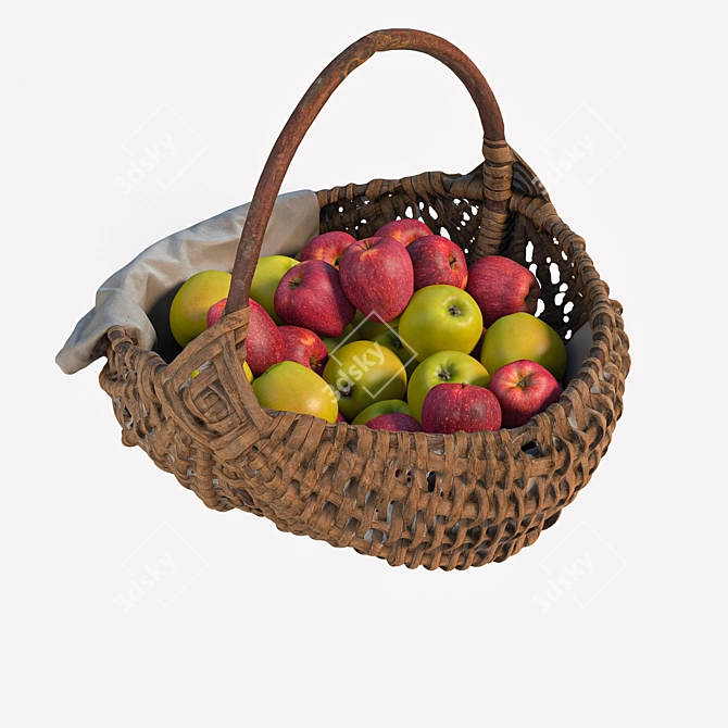 Photogrammetry Basket with Apples 3D model image 3