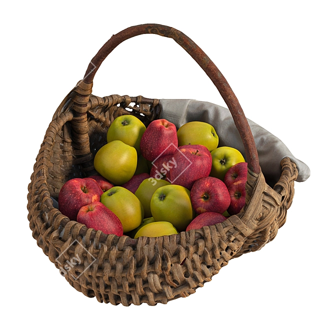 Photogrammetry Basket with Apples 3D model image 6