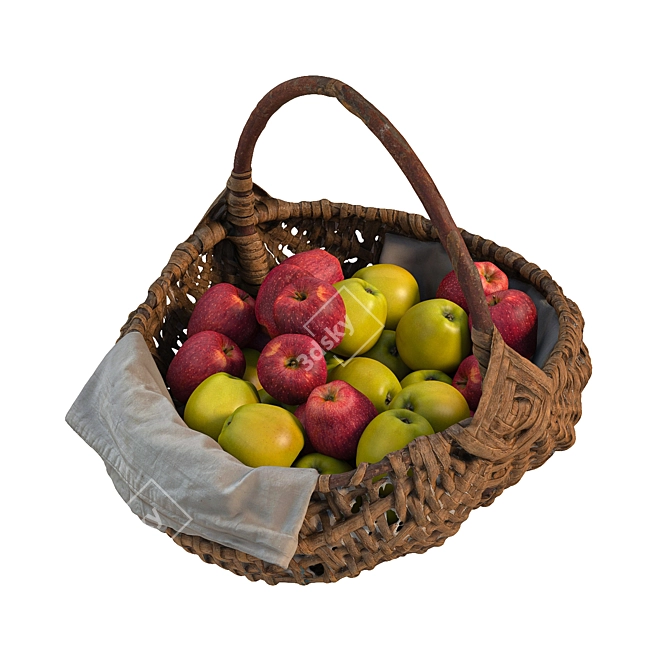 Photogrammetry Basket with Apples 3D model image 8