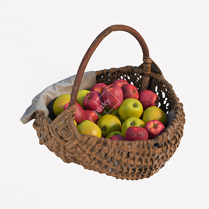 Photogrammetry Basket with Apples 3D model image 9