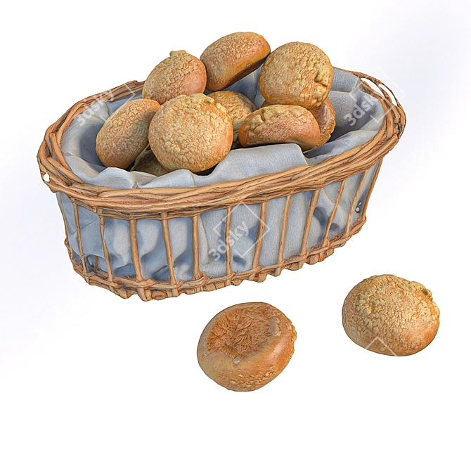 Delicious Baking Basket 3D model image 1